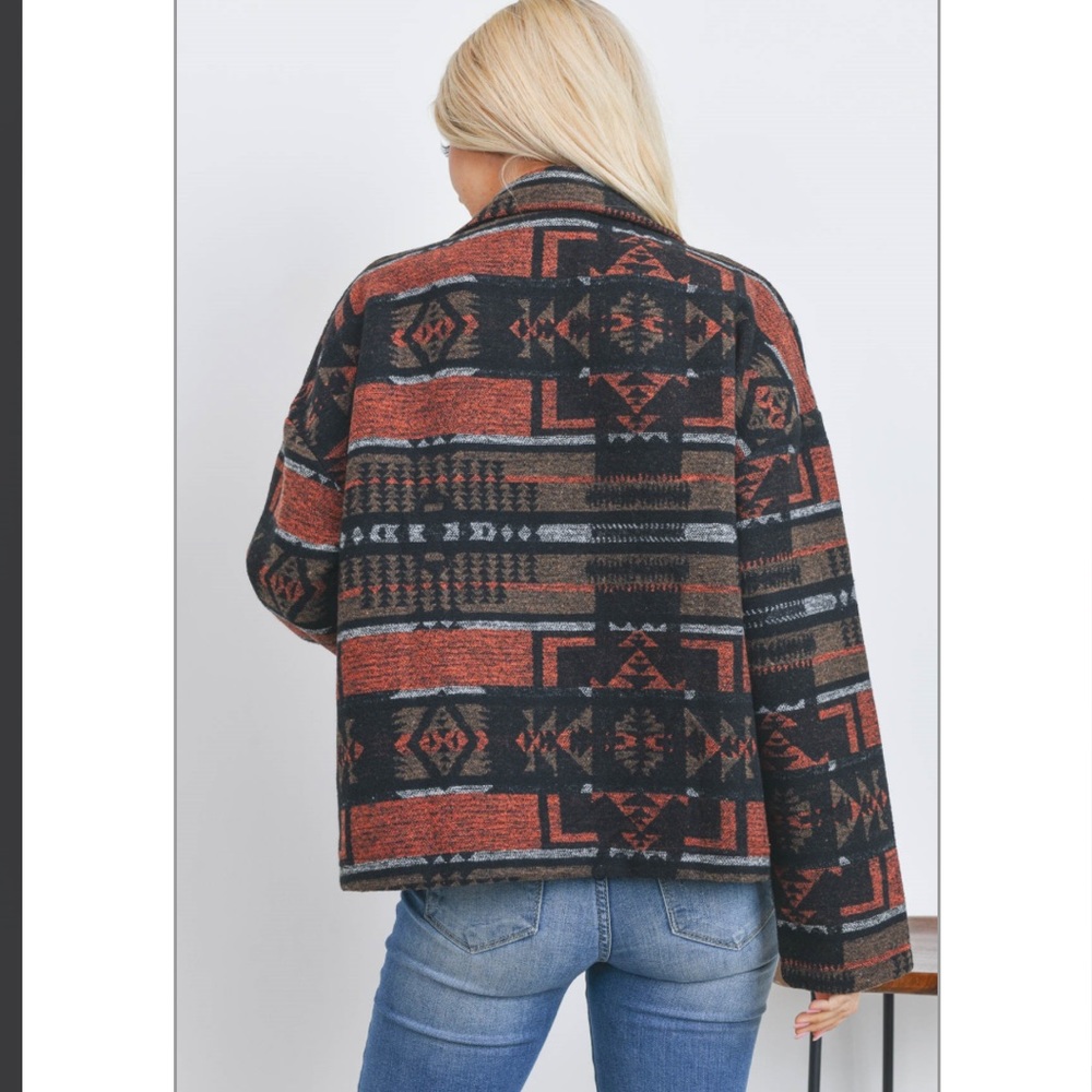 Aztec Print Button Up Jacket Size S - image 3